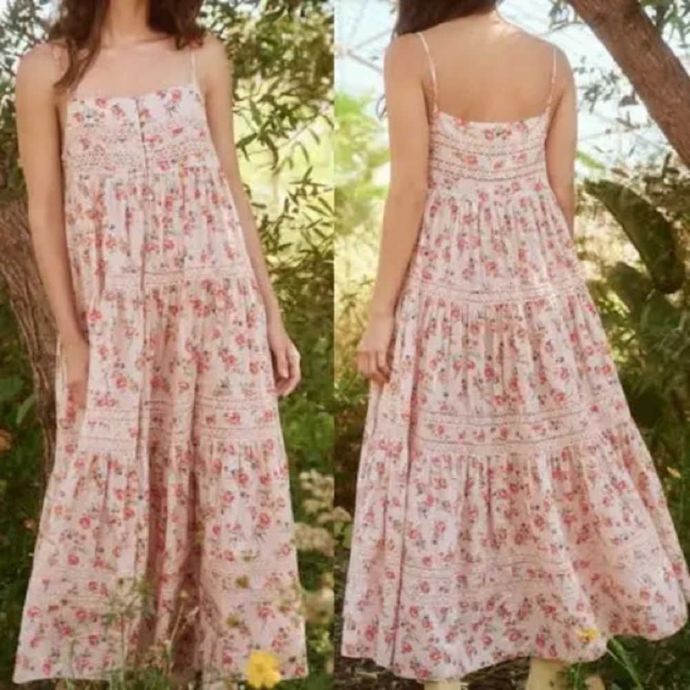 THE GREAT Floral Pink Maxi Dress